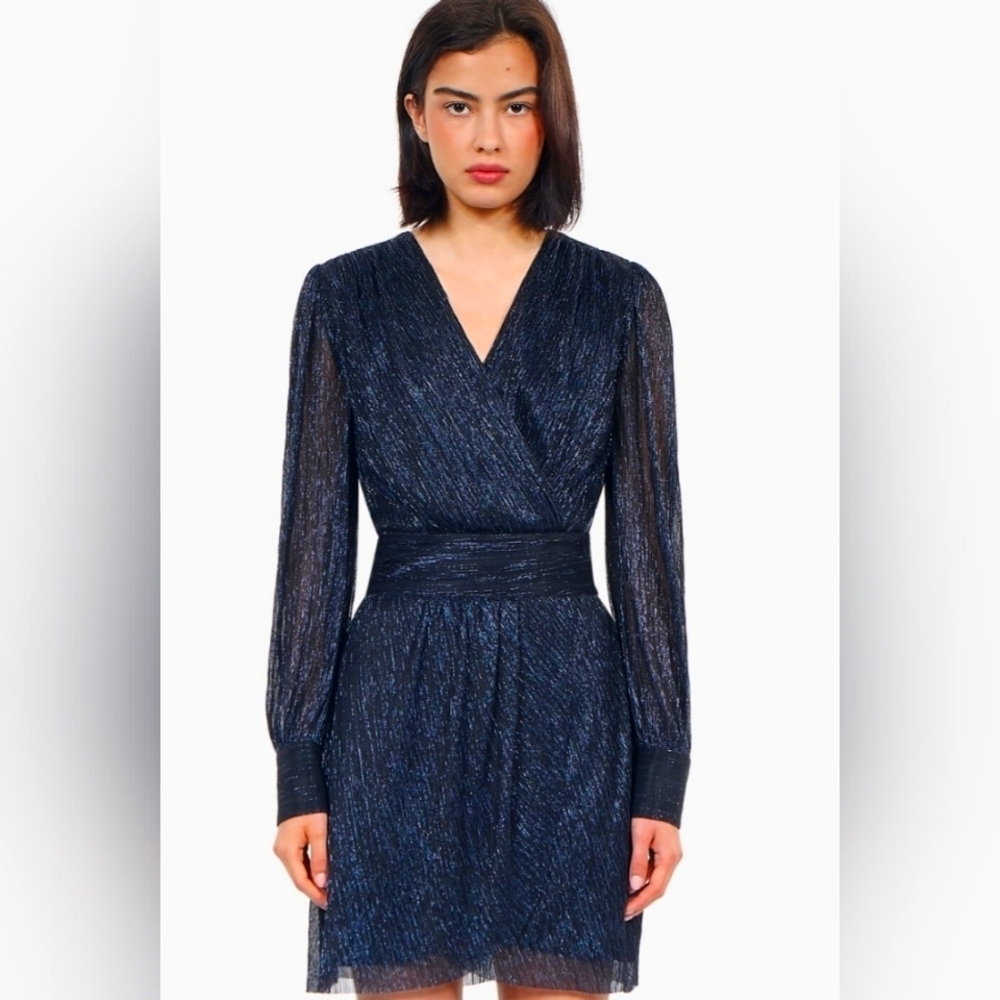The Kooples Navy Blue Metallic Jersey Dress Size 2